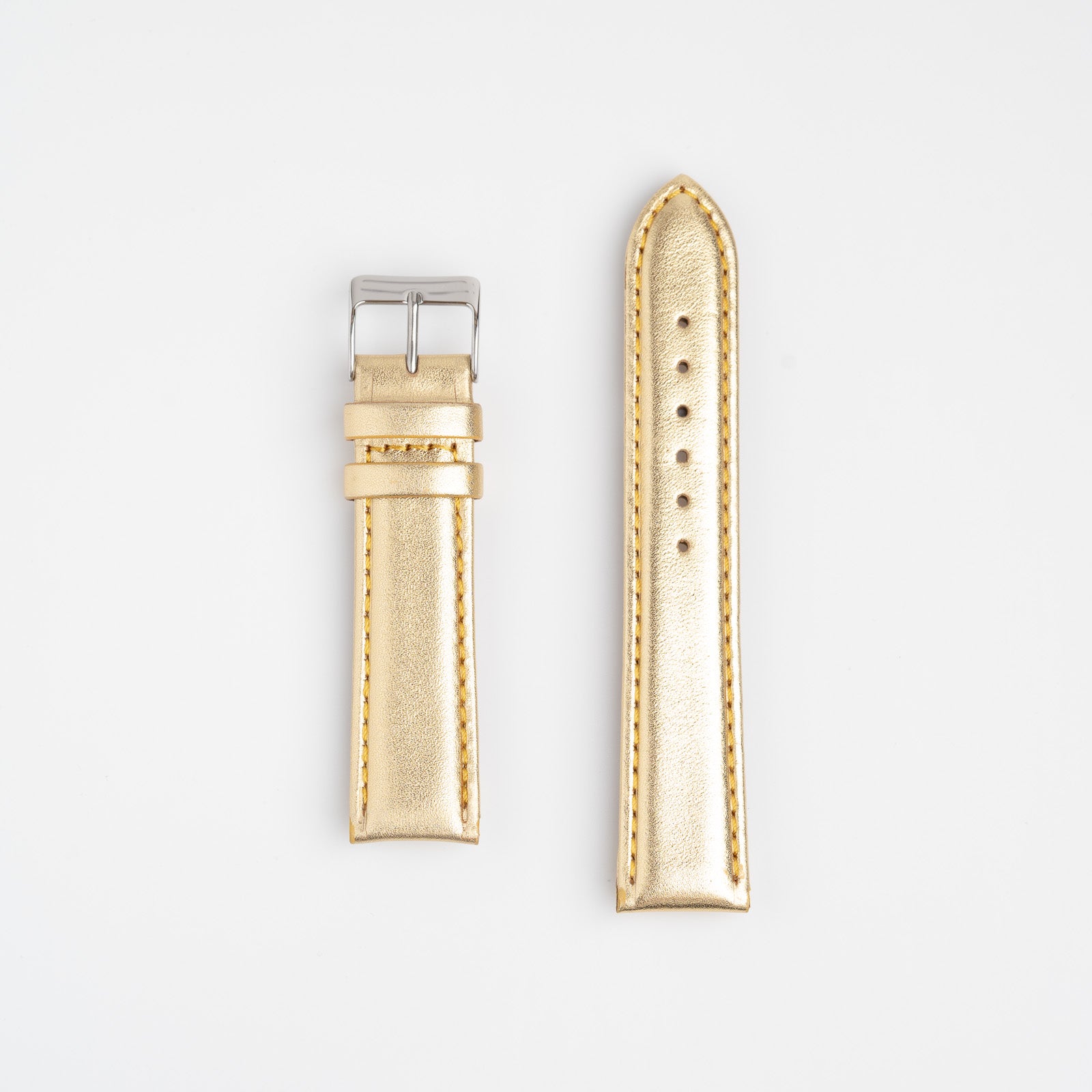 Gold Metallic Leather Watch Strap