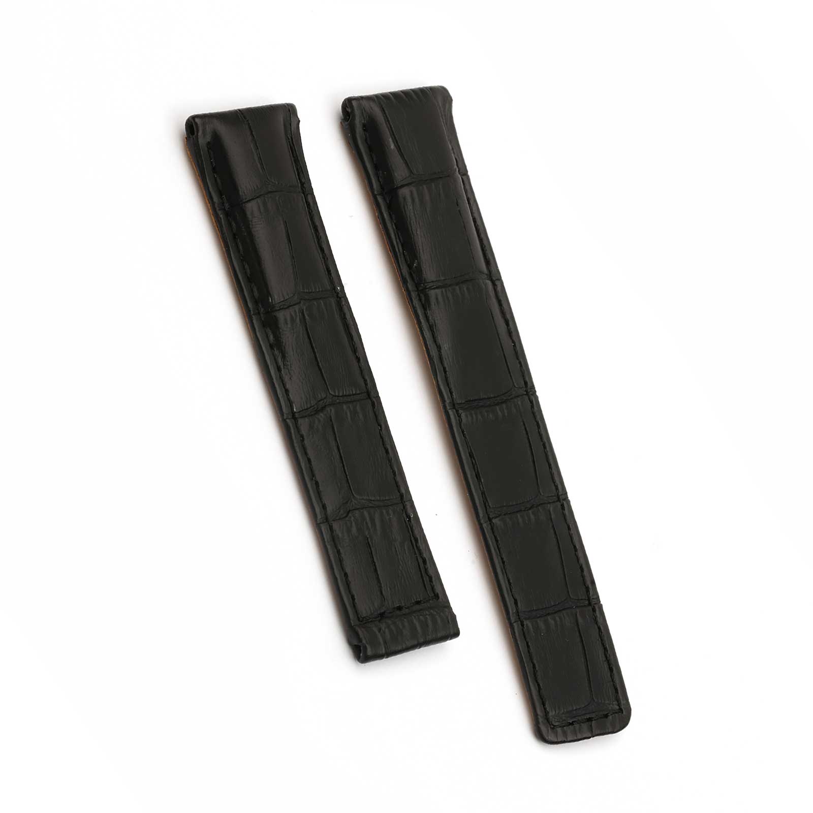 Black Crocodile Grain Tag Heuer Style Watch Strap