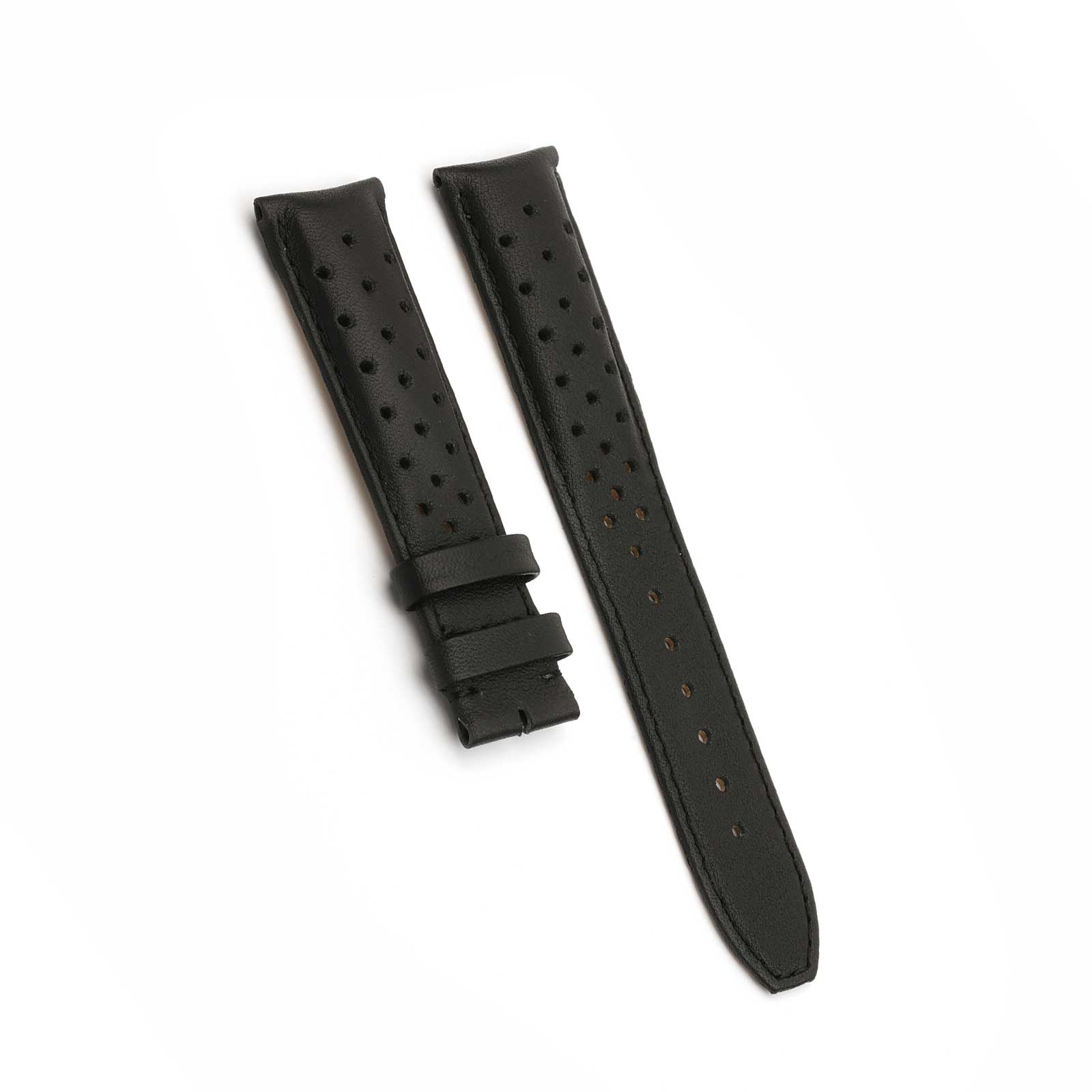 Black Sports Perforated Tag Heuer Style Watch Strap