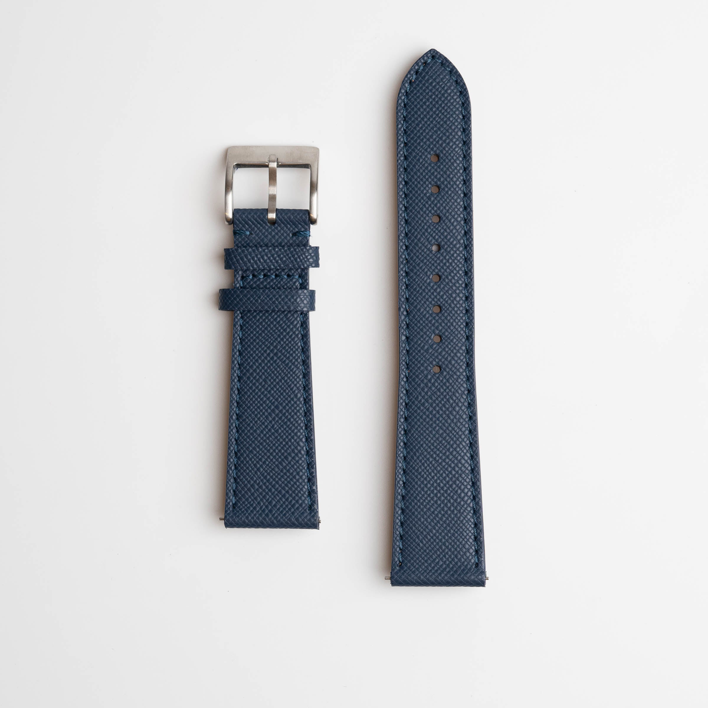 Blue Saffiano Genuine Leather Watch Strap 18mm, 19mm, 20mm, 21mm, 22mm