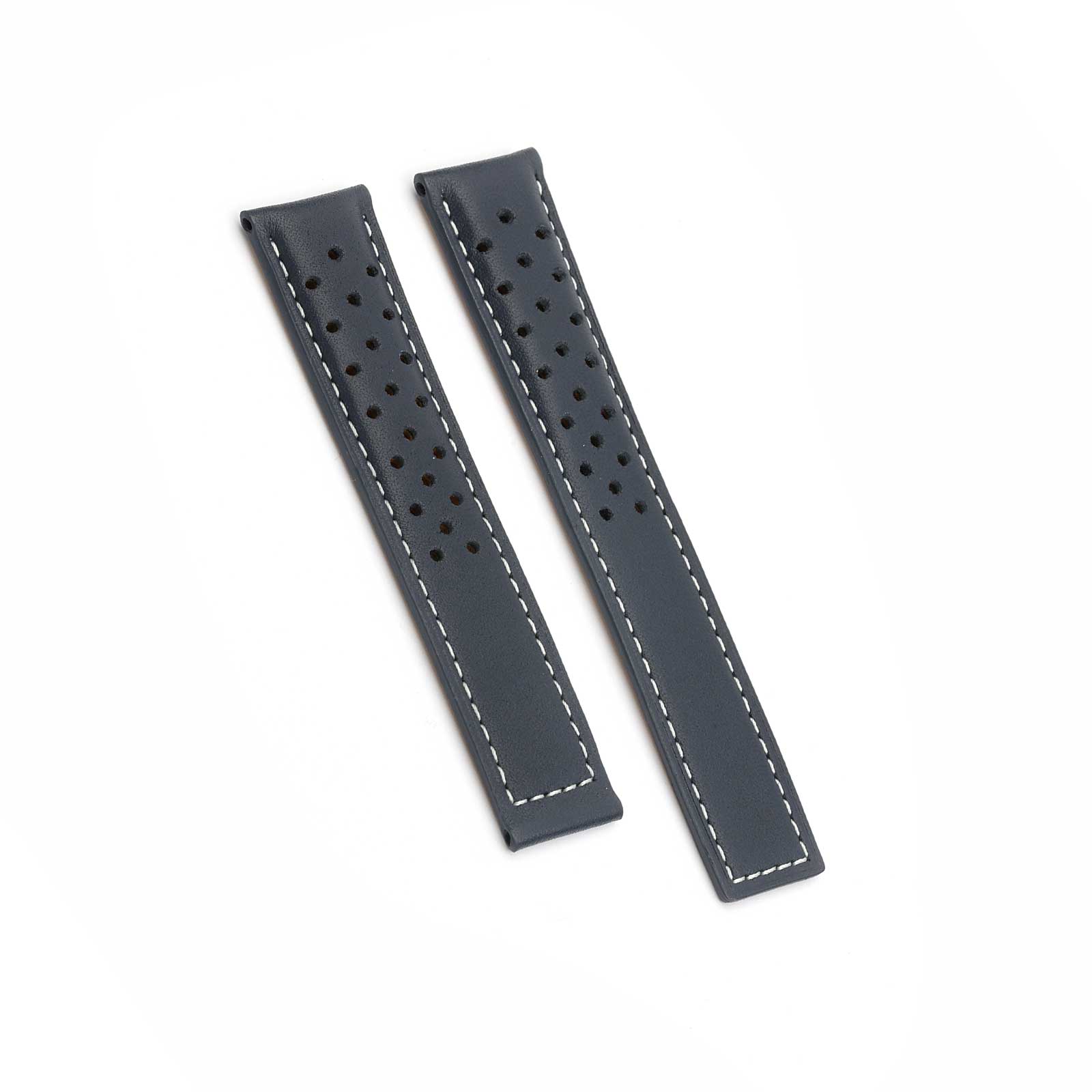 Blue Sports Perforated White Stitch Tag Heuer Style Watch Strap