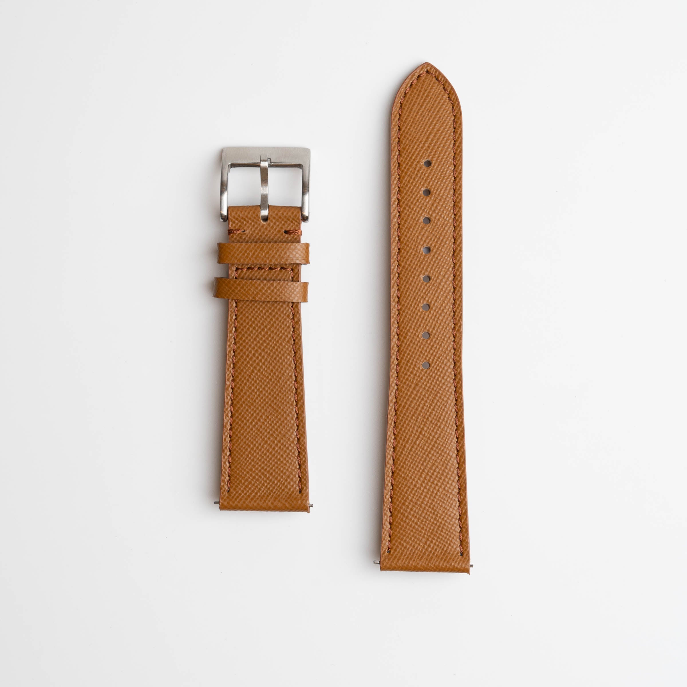 Brown Saffiano Genuine Leather Watch Strap 18mm, 19mm, 20mm, 21mm, 22mm