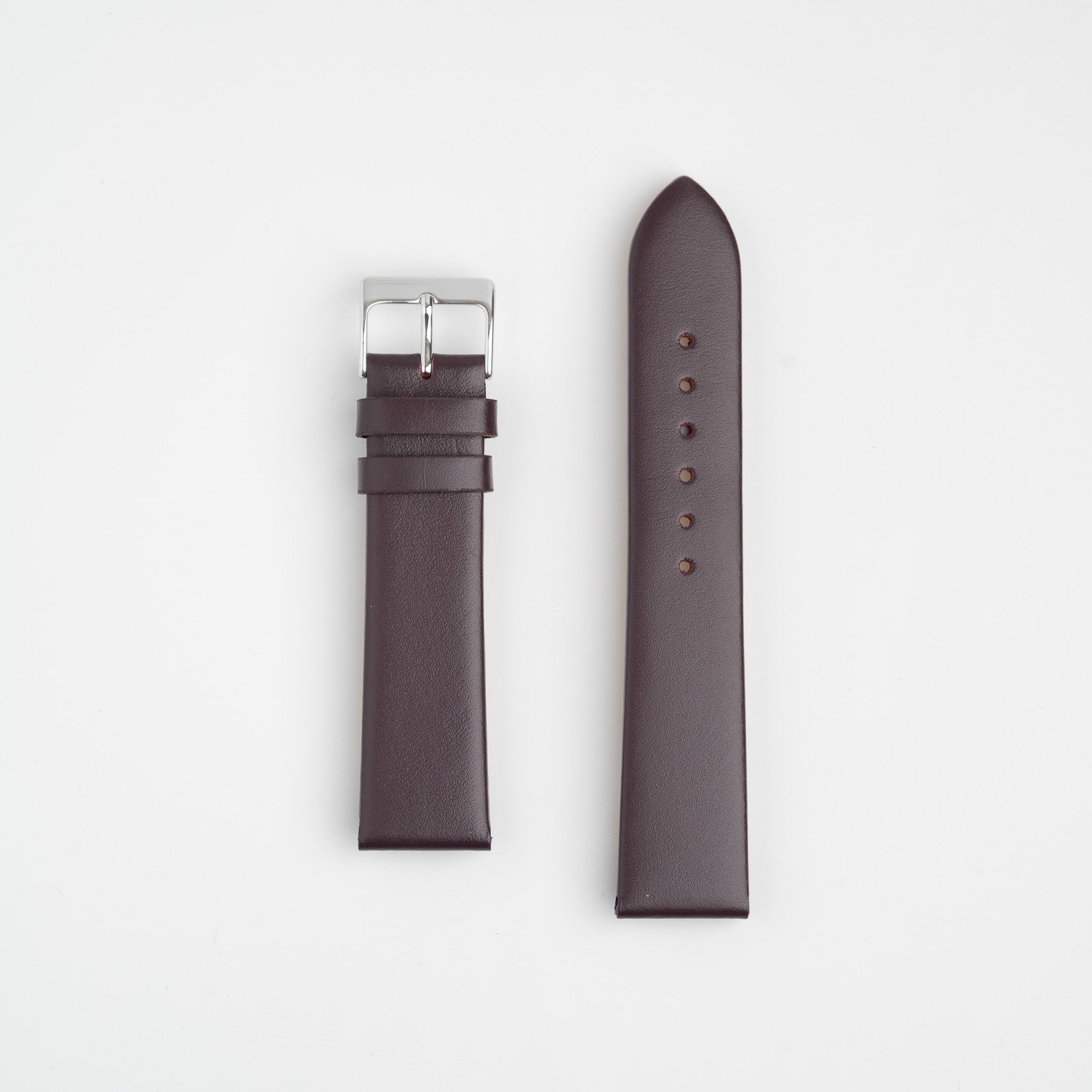 Burgundy Unstitched Smooth Leather Watch Strap