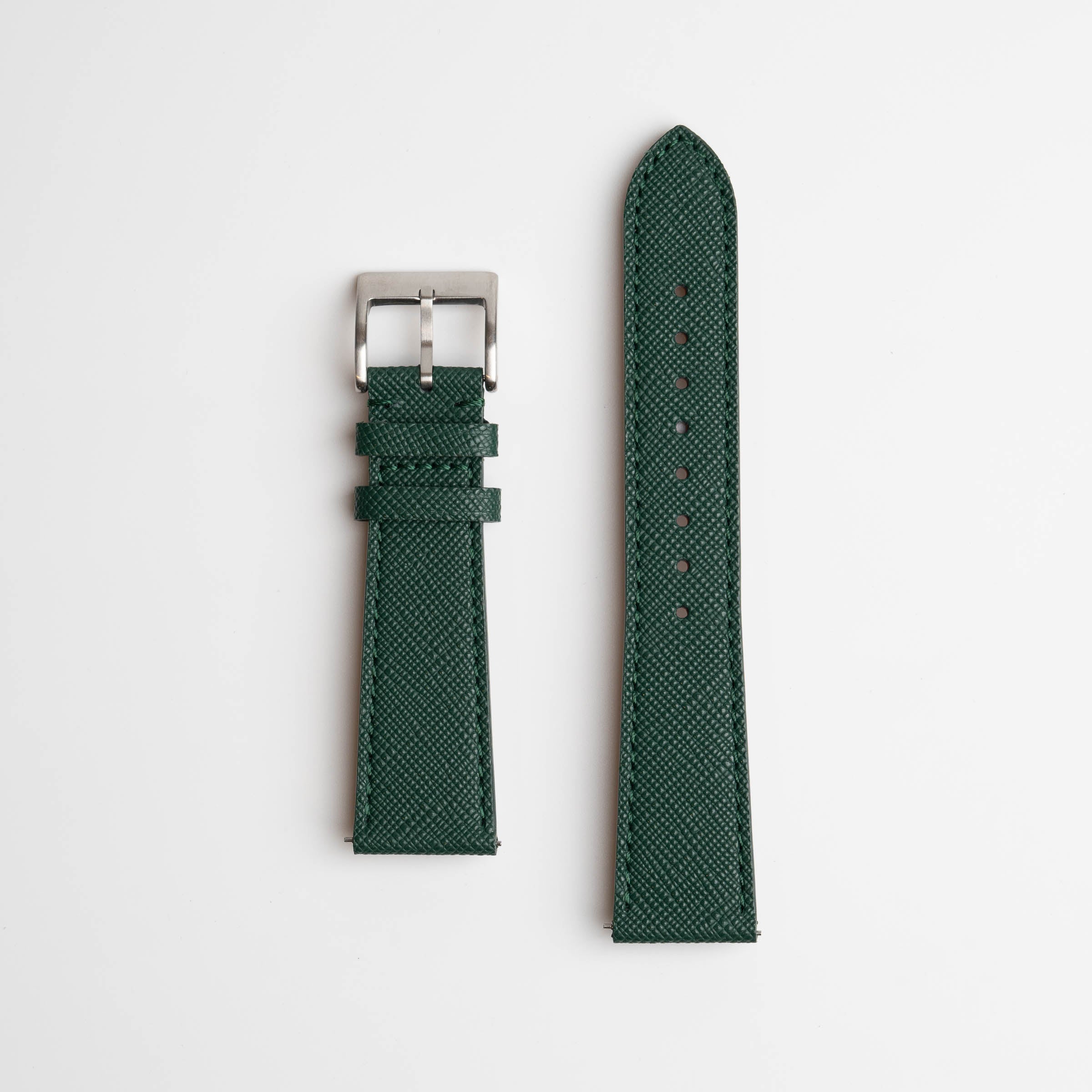 Green Saffiano Genuine Leather Watch Strap 18mm, 19mm, 20mm, 21mm, 22mm