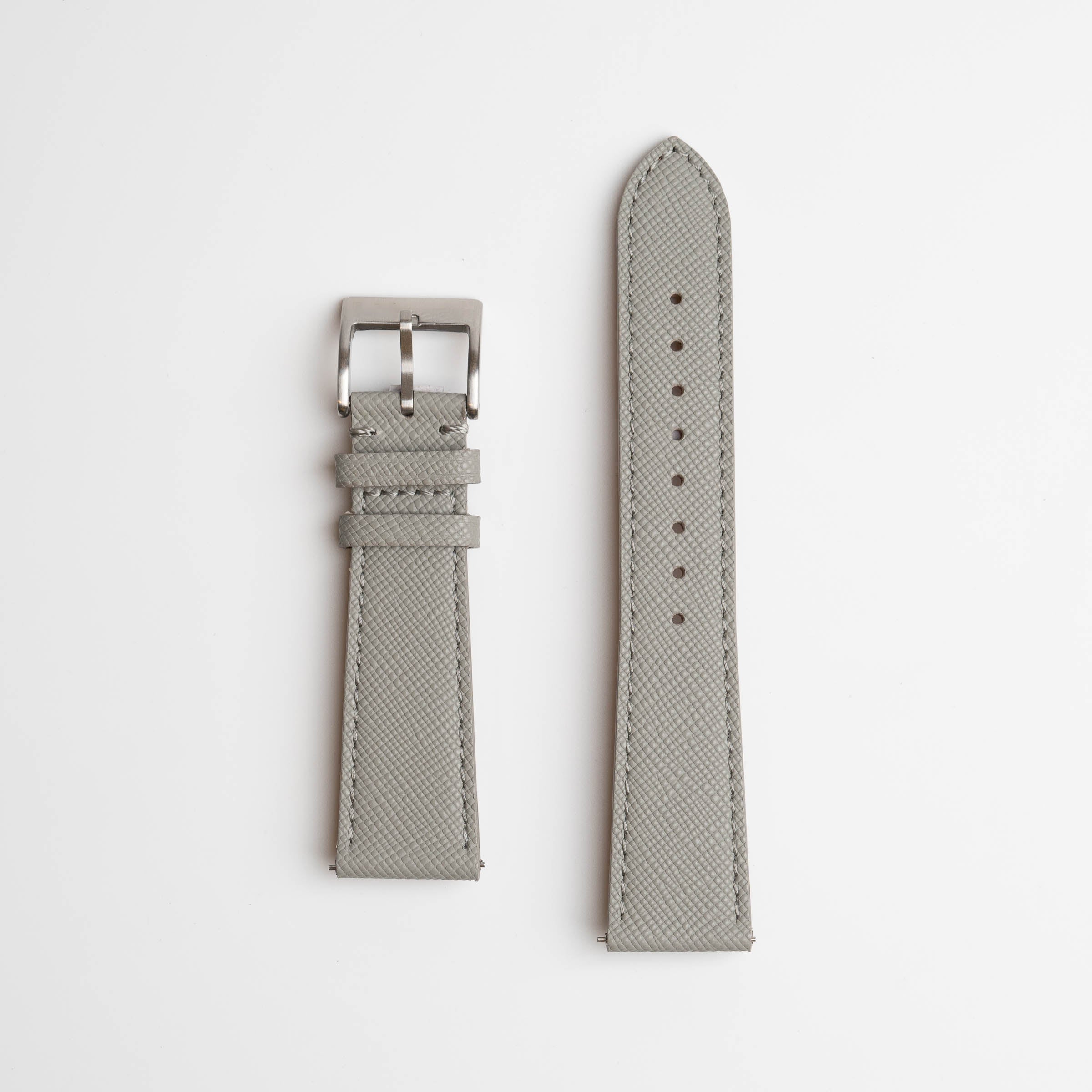 Grey Saffiano Genuine Leather Watch Strap 18mm, 19mm, 20mm, 21mm, 22mm