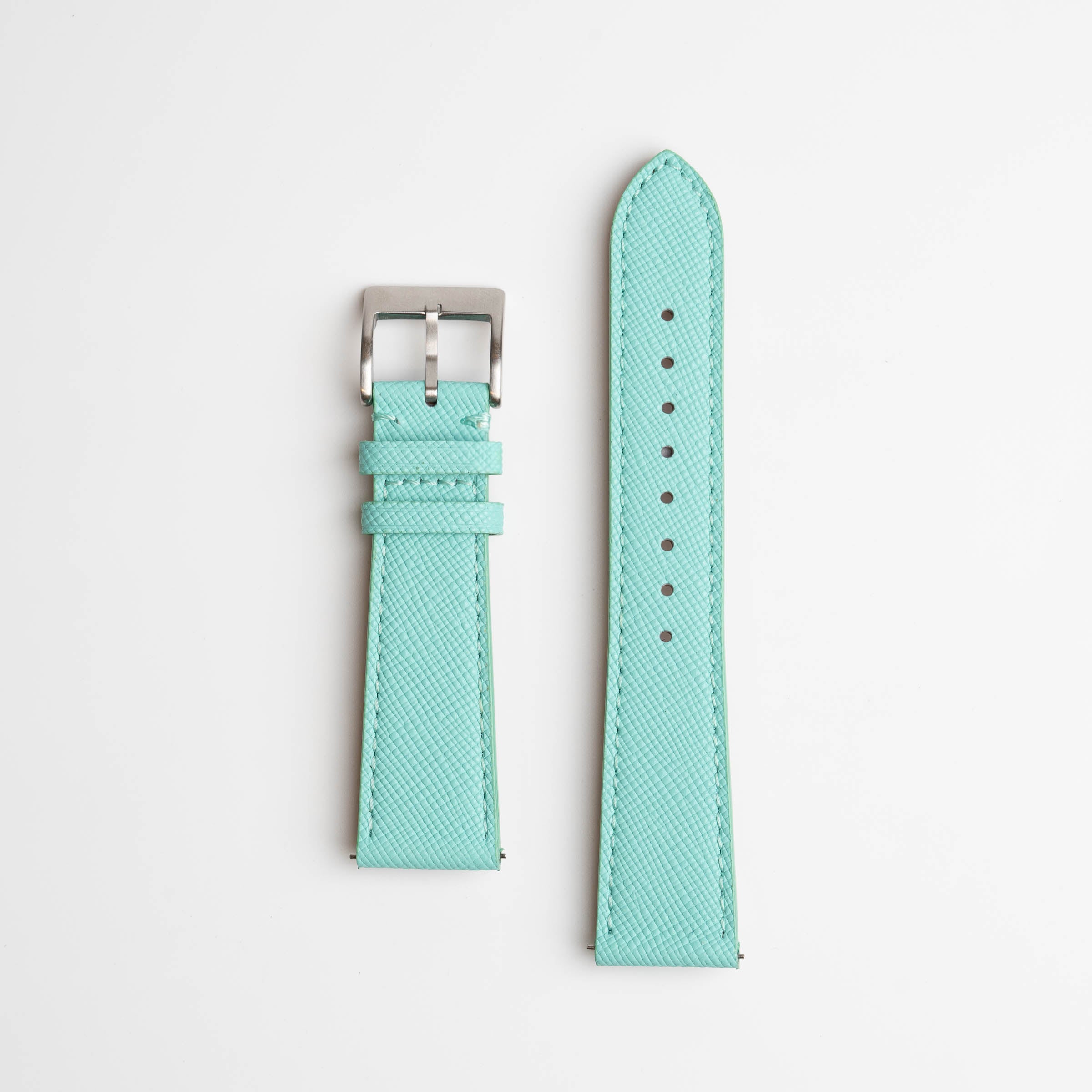 Light Blue / Mint Saffiano Genuine Leather Watch Strap 18mm, 19mm, 20mm, 21mm, 22mm