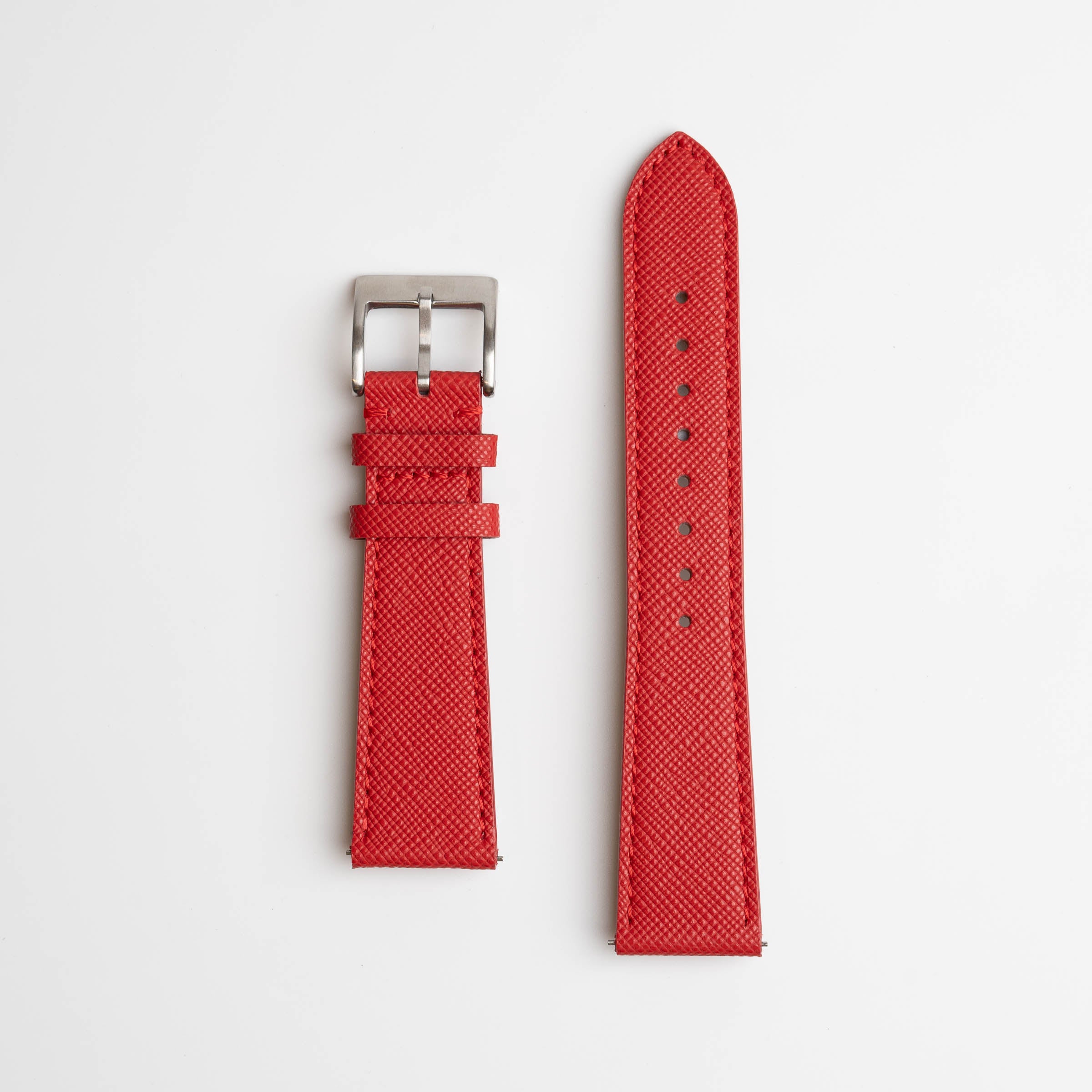 Red Saffiano Genuine Leather Watch Strap 18mm, 19mm, 20mm, 21mm, 22mm