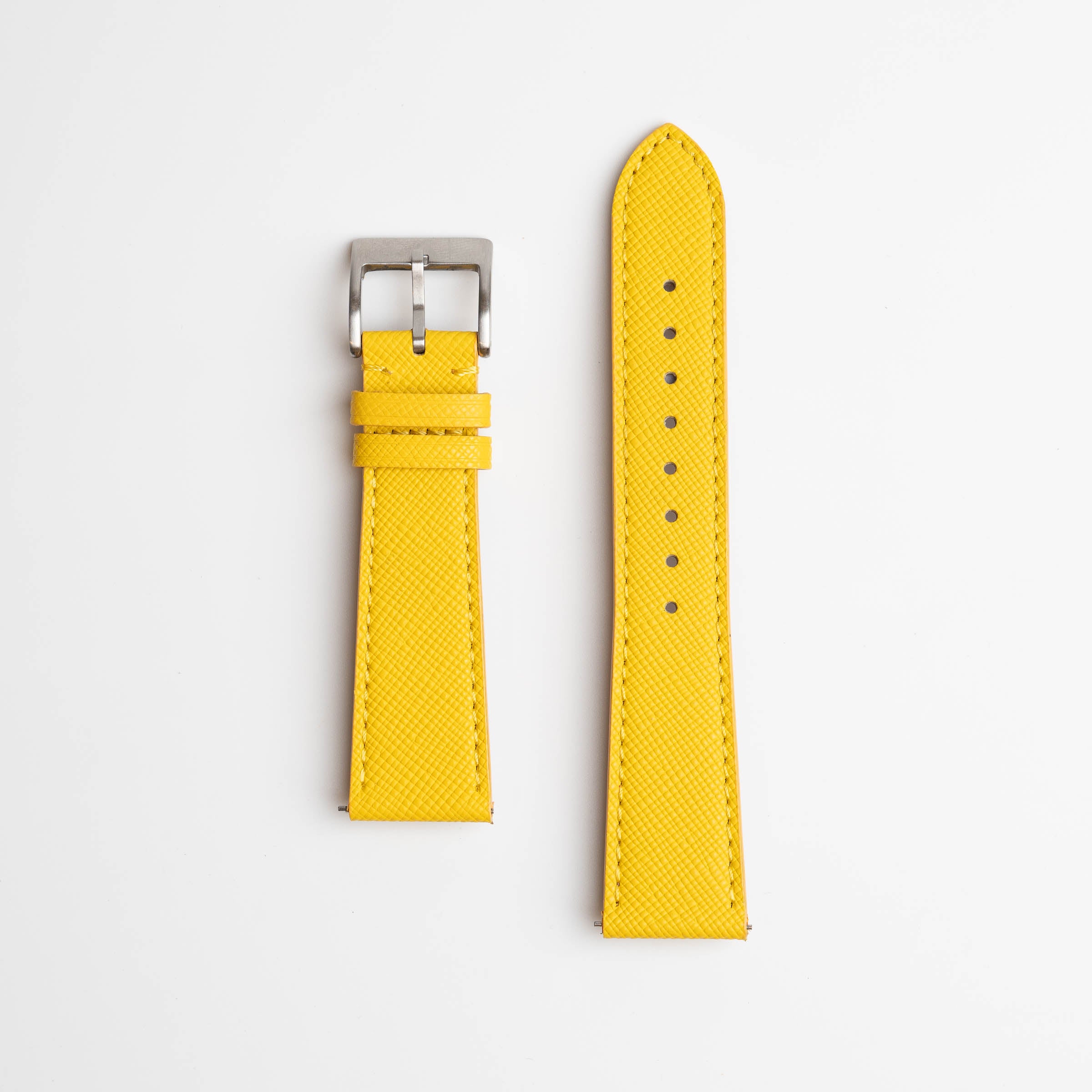 Yellow Saffiano Genuine Leather Watch Strap 18mm, 19mm, 20mm, 21mm, 22mm